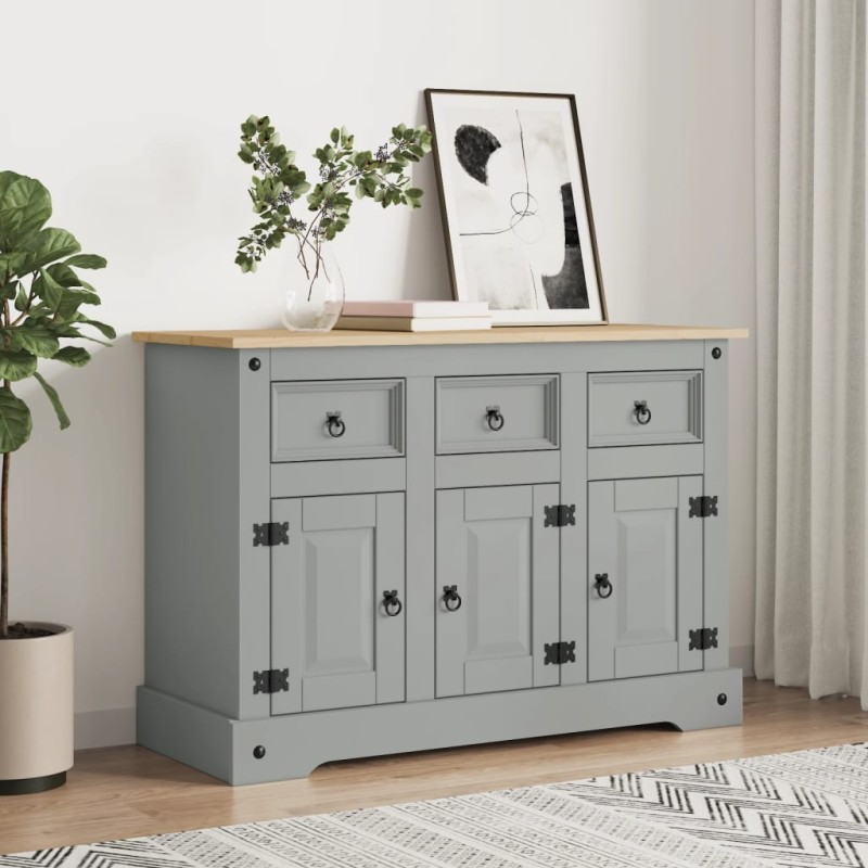 vidaXL Credenza Corona Grigia 112x43x78 cm in Legno di Pino Messicano vidaXL Credenza Corona Grigia 112x43x78 cm in Legno di Pino Messicano