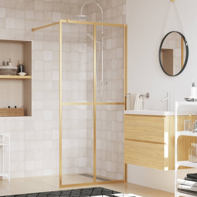 vidaXL Parete per Doccia Walk-in Vetro Trasparente ESG 100x195 cm Oro vidaXL Parete per Doccia Walk-in Vetro Trasparente ESG 100x195 cm Oro