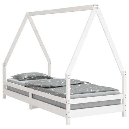 vidaXL Giroletto per Bambini Bianco 90x200cm in Legno Massello di Pino