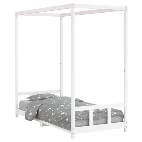 vidaXL Giroletto per Bambini Bianco 90x200cm in Legno Massello di Pino