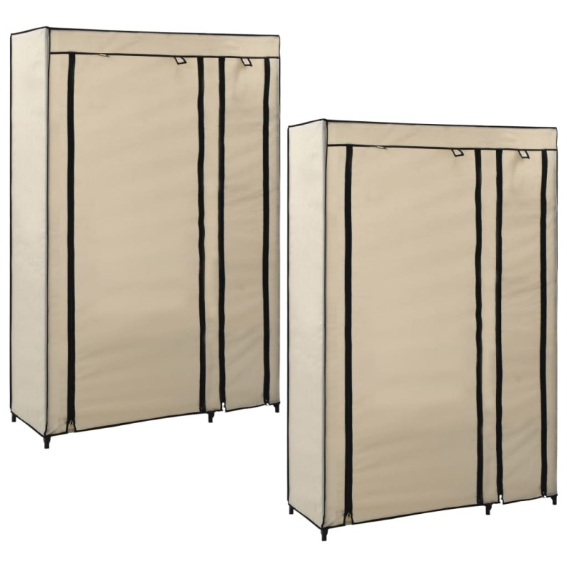 Armadi Pieghevoli 2 pz Crema 110x45x175 cm in Tessuto Armadi Pieghevoli 2 pz Crema 110x45x175 cm in Tessuto