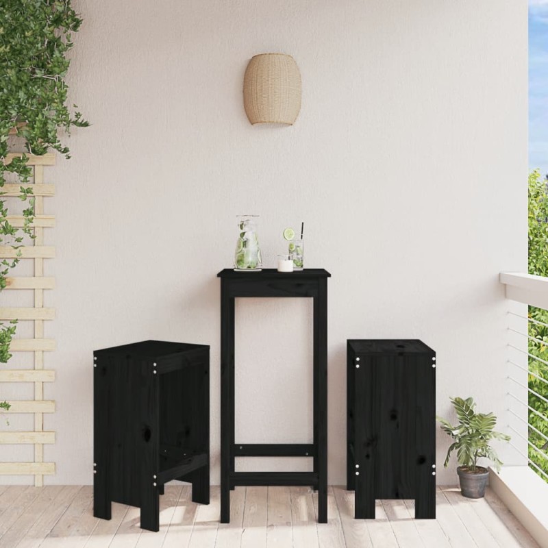 vidaXL Sgabelli da Bar 2pz Neri 40x36x75 cm in Legno Massello di Pino vidaXL Sgabelli da Bar 2pz Neri 40x36x75 cm in Legno Massello di Pino