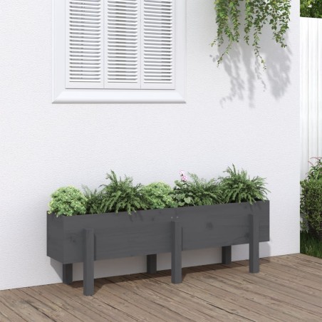 vidaXL Fioriera Rialzata da Giardino Grigia 121x30x38 cm Massello Pino