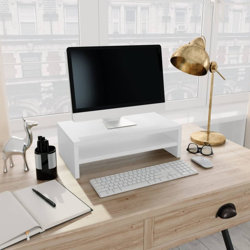 vidaXL Supporto per Monitor Bianco 42x24x13 cm Legno Multistrato vidaXL Supporto per Monitor Bianco 42x24x13 cm Legno Multistrato