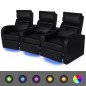vidaXL Poltrone Reclinabili 2 pz con LED 2+3 Posti in Similpelle Nero vidaXL Poltrone Reclinabili 2 pz con LED 2+3 Posti in Similpelle Nero