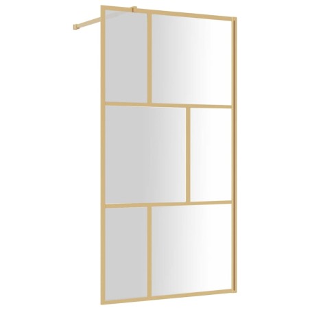 vidaXL Parete per Doccia Walk-in Vetro Trasparente ESG 100x195 cm Oro