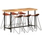 vidaXL Set da Bar 7 pz in Legno Massello di Acacia e Vera Pelle vidaXL Set da Bar 7 pz in Legno Massello di Acacia e Vera Pelle
