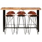 vidaXL Set da Bar 7 pz in Legno Massello di Acacia e Vera Pelle vidaXL Set da Bar 7 pz in Legno Massello di Acacia e Vera Pelle