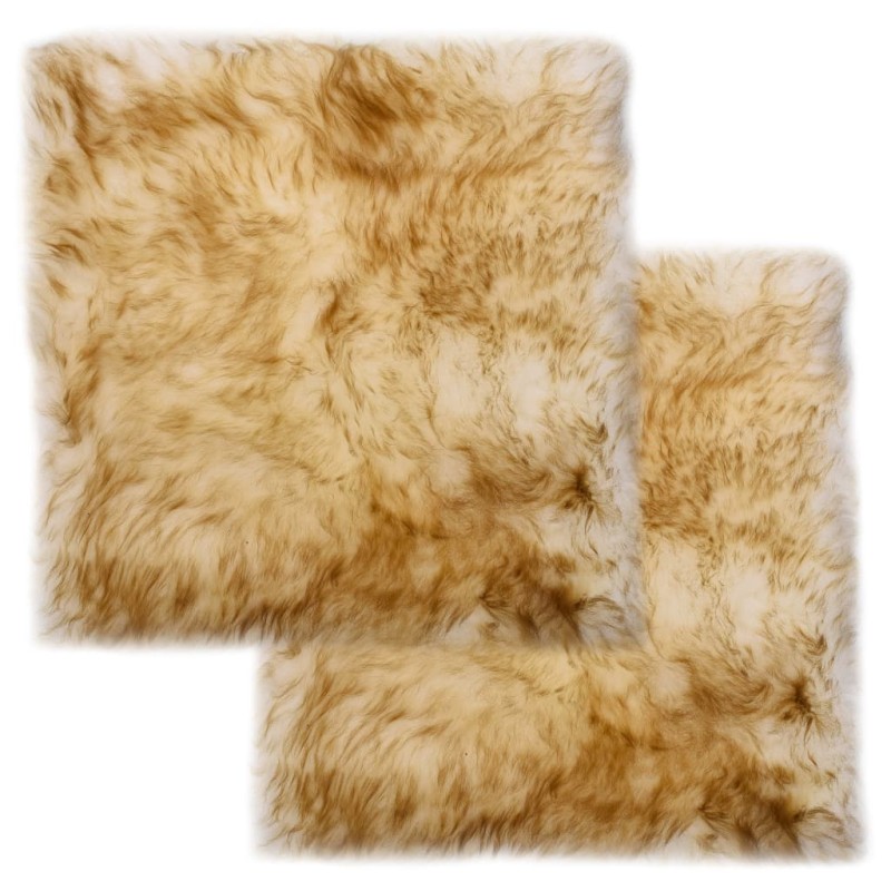vidaXL Cuscini Sedie 2pz Melange Marrone 40x40cm Vera Pelle di Montone