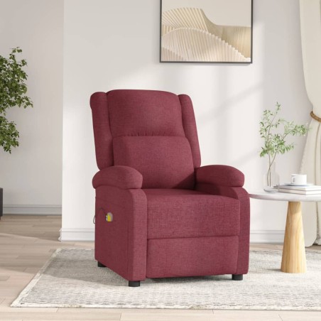 vidaXL Poltrona Massaggiante Elettrica Rosso Vino in Tessuto