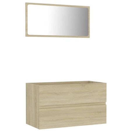 Set Mobili da Bagno 2 pz Rovere Sonoma in Truciolato