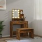 vidaXL Set Tavolo da Toeletta con LED Rovere Fumo in Legno Multistrato vidaXL Set Tavolo da Toeletta con LED Rovere Fumo in Legno Multistrato