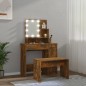 vidaXL Set Tavolo da Toeletta con LED Rovere Fumo in Legno Multistrato vidaXL Set Tavolo da Toeletta con LED Rovere Fumo in Legno Multistrato