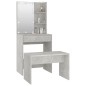 vidaXL Set Tavolo da Toeletta Grigio Cemento con LED Legno Multistrato vidaXL Set Tavolo da Toeletta Grigio Cemento con LED Legno Multistrato