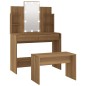 vidaXL Set Tavolo da Toeletta con LED Rovere Marrone Legno Multistrato vidaXL Set Tavolo da Toeletta con LED Rovere Marrone Legno Multistrato
