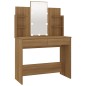 vidaXL Set Tavolo da Toeletta con LED Rovere Marrone Legno Multistrato vidaXL Set Tavolo da Toeletta con LED Rovere Marrone Legno Multistrato