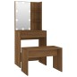 vidaXL Set Tavolo da Toeletta con LED Rovere Marrone Legno Multistrato vidaXL Set Tavolo da Toeletta con LED Rovere Marrone Legno Multistrato