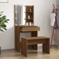 vidaXL Set Tavolo da Toeletta con LED Rovere Marrone Legno Multistrato vidaXL Set Tavolo da Toeletta con LED Rovere Marrone Legno Multistrato