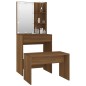 vidaXL Set Tavolo da Toeletta con LED Rovere Marrone Legno Multistrato vidaXL Set Tavolo da Toeletta con LED Rovere Marrone Legno Multistrato