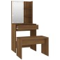 vidaXL Set Tavolo da Toeletta con LED Rovere Marrone Legno Multistrato vidaXL Set Tavolo da Toeletta con LED Rovere Marrone Legno Multistrato