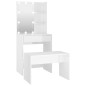 vidaXL Set Tavolo da Toeletta Bianco Lucido con LED Legno Multistrato vidaXL Set Tavolo da Toeletta Bianco Lucido con LED Legno Multistrato