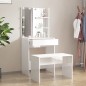 vidaXL Set Tavolo da Toeletta Bianco Lucido con LED Legno Multistrato vidaXL Set Tavolo da Toeletta Bianco Lucido con LED Legno Multistrato