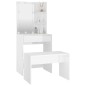 vidaXL Set Tavolo da Toeletta Bianco Lucido con LED Legno Multistrato vidaXL Set Tavolo da Toeletta Bianco Lucido con LED Legno Multistrato