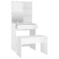 vidaXL Set Tavolo da Toeletta Bianco Lucido con LED Legno Multistrato vidaXL Set Tavolo da Toeletta Bianco Lucido con LED Legno Multistrato