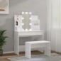 vidaXL Set Tavolo da Toeletta Bianco Lucido con LED Legno Multistrato