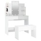 vidaXL Set Tavolo da Toeletta Bianco Lucido con LED Legno Multistrato