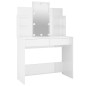 vidaXL Set Tavolo da Toeletta Bianco Lucido con LED Legno Multistrato