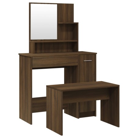 vidaXL Set Tavolo da Toeletta Rovere Marrone 86,5x35x136 cm