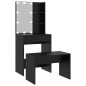 vidaXL Set Tavolo da Toeletta con LED Nero in Legno Multistrato vidaXL Set Tavolo da Toeletta con LED Nero in Legno Multistrato