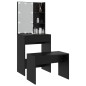 vidaXL Set Tavolo da Toeletta con LED Nero in Legno Multistrato vidaXL Set Tavolo da Toeletta con LED Nero in Legno Multistrato