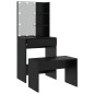 vidaXL Set Tavolo da Toeletta con LED Nero in Legno Multistrato vidaXL Set Tavolo da Toeletta con LED Nero in Legno Multistrato