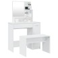 vidaXL Set Tavolo da Toeletta Bianco Lucido 86,5x35x136 cm