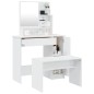 vidaXL Set Tavolo da Toeletta Bianco Lucido 86,5x35x136 cm
