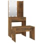 vidaXL Set Tavolo da Toeletta con LED Rovere Fumo in Legno Multistrato vidaXL Set Tavolo da Toeletta con LED Rovere Fumo in Legno Multistrato