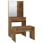 vidaXL Set Tavolo da Toeletta con LED Rovere Fumo in Legno Multistrato vidaXL Set Tavolo da Toeletta con LED Rovere Fumo in Legno Multistrato