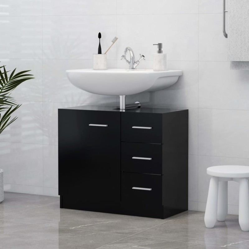 Mobile Sottolavabo Nero 63x30x54 cm in Truciolato Mobile Sottolavabo Nero 63x30x54 cm in Truciolato