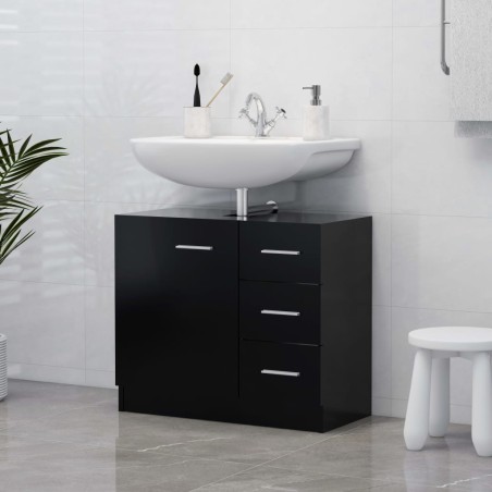 Mobile Sottolavabo Nero 63x30x54 cm in Truciolato