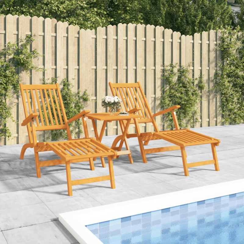 vidaXL Sedie a Sdraio da Esterno con Poggiapiedi 2pz Massello d'Acacia vidaXL Sedie a Sdraio da Esterno con Poggiapiedi 2pz Massello d'Acacia