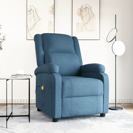vidaXL Poltrona Massaggiante Elettrica Blu in Tessuto