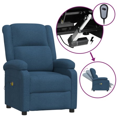 vidaXL Poltrona Massaggiante Elettrica Blu in Tessuto
