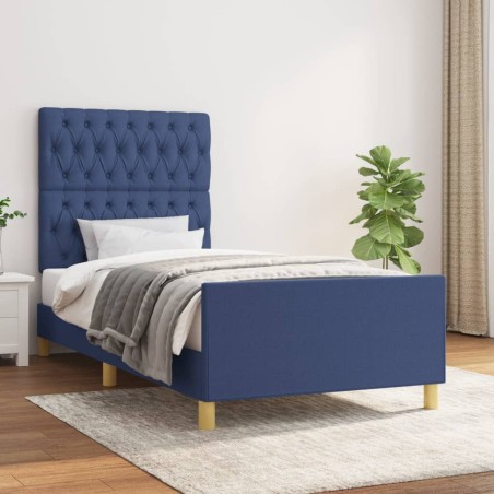 vidaXL Giroletto con Testiera Blu 90x200 cm in Tessuto