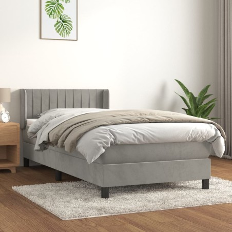 vidaXL Giroletto a Molle con Materasso Grigio Chiaro 90x190 cm Velluto