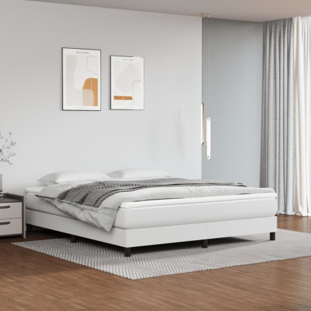 vidaXL Giroletto a Molle con Materasso Bianco 160x200 cm in Similpelle