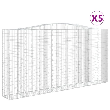 vidaXL Cesti Gabbioni ad Arco 5 pz 400x50x200/220 cm Ferro Zincato