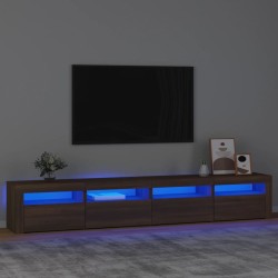 vidaXL Mobile Porta TV con Luci LED Rovere Marrone 240x35x40 cm