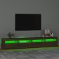 vidaXL Mobile Porta TV con Luci LED Rovere Marrone 240x35x40 cm vidaXL Mobile Porta TV con Luci LED Rovere Marrone 240x35x40 cm